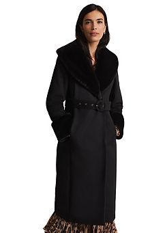 Phase Eight Zylah Faux Fur Collar Wool Long Coat