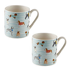 Price & Kensington Set of 2 Dog Decorated Fine China Mugs