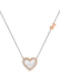 Radley London Ladies Love Radley Silver & 18ct Rose Gold Stone Set Heart & Dog Charm Necklace