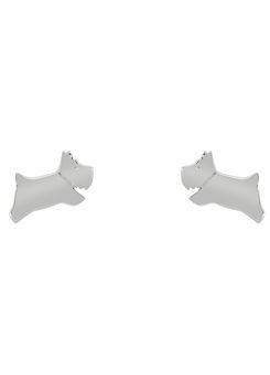 Radley London Ladies Polished Silver Plated Sterling Silver Jumping Dog Stud Earrings
