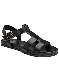 Ravel Arbory Black Leather Open-Toe Gladiator Sandals