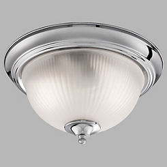 Ribbed Glass IP44 rated Bathroom 2 Light Ceiling