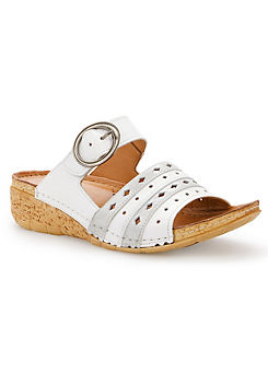 Riva Large Buckle Wedge Mules