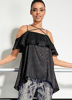 STAR by Julien Macdonald Bardot Frill Top with Chain Strap