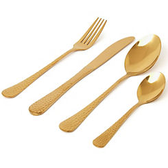 Sabichi 16 Piece Stainless Steel Gold Hammered Cutlery Set