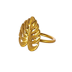 Sass & Belle Set of 2 Gold Monstera Leaf Napkin Rings