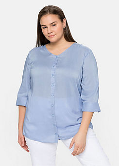 Sheego Blue Button Down Blouse