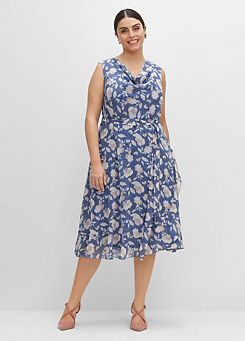 Sheego Blue Floral Print Wrap Dress