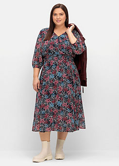Sheego Chiffon Midi Floral Print Dress