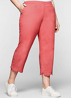 Sheego Embroidered Hem Trousers