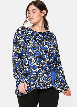 Sheego Floral Print Side-Tie Tunic