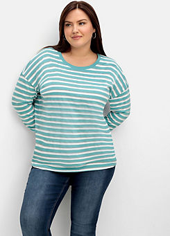 Sheego Jersey Striped Long Sleeve Top