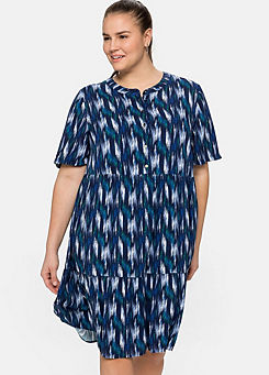 Sheego Marine Printed Tiered Dress