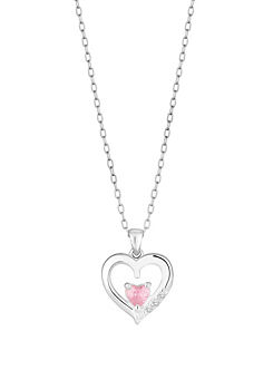 Simply Silver Recycled Sterling Silver 925 Pink Heart Pendant Necklace