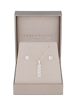 Simply Silver Sterling Silver 925 Cubic Zirconia Icicle Stick Set - Gift Boxed