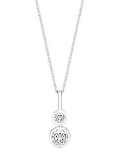 Simply Silver Sterling Silver 925 Fine Double Drop Cubic Zirconia Pendant Necklace