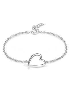 Simply Silver Sterling Silver 925 Polished Open Heart Bracelet