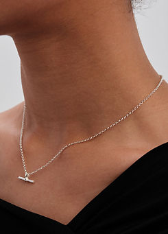 Simply Silver Sterling Silver 925 T Bar Pendant Necklace