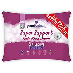 Slumberdown Super Support Feels Like Down Firm Support Pack of 6 Pillows