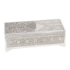Sophia® Serenity Silverplated Antique Finish Oblong Trinket Box with Feet