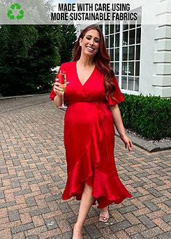 Stacey Solomon Recycled Angel Sleeve Frill Wrap Maxi Dress