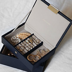 Stackers Pebble Navy Mini Jewellery Box - Set Of 2
