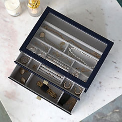 Stackers Set of 2 Pebble Navy Supersize Jewellery Box