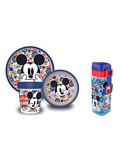 Stor Mickey Twin Pack - Safety Lock Bottle & 3 Piece Premium Set