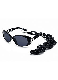Storm London ’Morpheus’ Fashion Ladies Plastic Style Sunglasses with Oversized Chain - Black