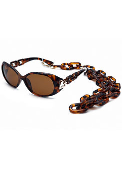 Storm London ’Morpheus’ Fashion Ladies Plastic Style Sunglasses with Oversized Chain - Brown