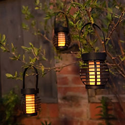 Streetwize Pack of 3 Solar Hanging Mini Lanterns with Flame-Effect