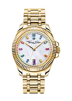 THOMAS SABO Yellow Gold Coloured Watch with Rainbow Stones