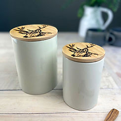 The Just Slate Company Oak & Ceramic Medium Storage Jar Stag