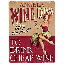 The Original Metal Sign Company Wine Diva- Personalised Metal Sign for the Home