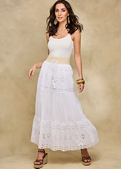 Together Broderie Tiered Maxi Skirt