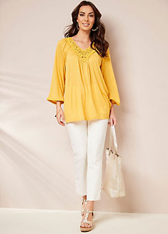 Together Ochre Lace Trim Jersey Top