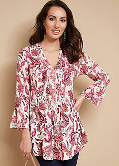 Together Paisley Print Crinkle Pintuck Blouse