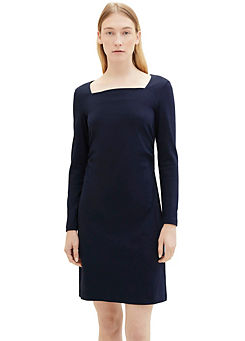 Tom Tailor Square Neck Long Sleeve Jersey Dress