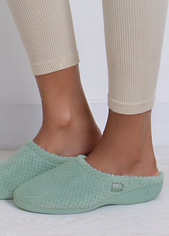 Totes Isotoner Ladies Popcorn Terry Mule Slipper - Mint Green
