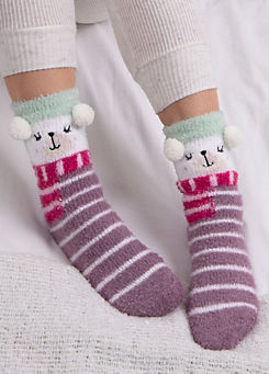 Totes Ladies Christmas Polar Bear Novelty Slipper Socks