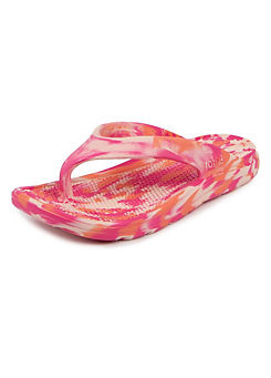 Totes SOLBOUNCE Ladies Toe Post Sandals in Pink Tie Dye