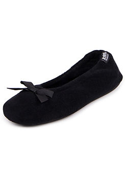 Totes ’Isotoner’ Ladies Black Terry Ballerina Slippers