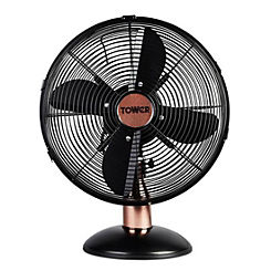 Tower Cavaletto 12inch Metal Desk Fan with 3 Speed Settings T611000B - Black and Rose Gold