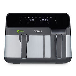 Tower Vortx 5.2L & 3.3L Eco Dual Drawer Air Fryer with 8 One-Touch Presets T17099 - Black