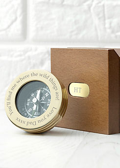 Treat Republic Personalised Brass Travellers Compass with Wooden Box
