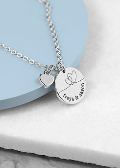 Treat Republic Personalised Dual Hearts Polished Heart & Disc Necklace