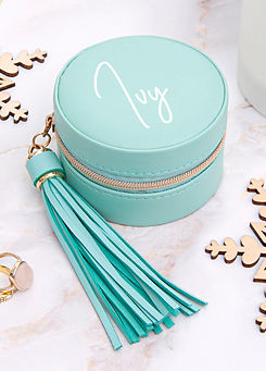 Treat Republic Personalised Turquoise Jewellery Case with Tassel