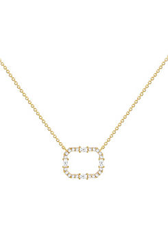 Tuscany Gold 9CT Yellow Gold Rectangle Frame With CZ Necklace