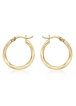 Tuscany Gold 9ct Gold Diamond Cut Faceted Creole Hoop Earrings
