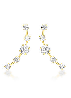 Tuscany Gold 9ct Yellow Gold Cubic Zirconia 5-Stone Drop Earring